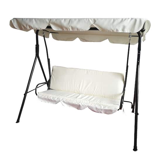 3-Seater Outdoor Patio Swing With Adjustable Canopy By Northlight in Cream | 60" x 70" x 44" | Michaels®